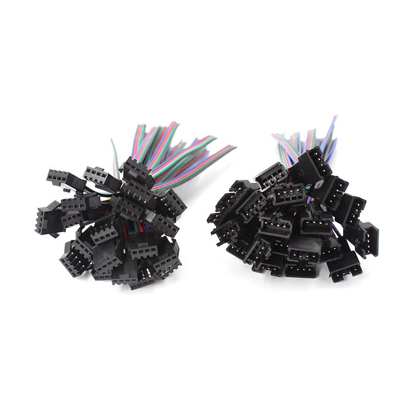 RGBZONE 20Pairs JST SM 4PIN Plug Male to Female EL Wire Cable Connector Adapter for 5050 3528 RGB LED Strip Light - Image 2